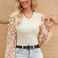 Textured Applique Long Sleeve Blouse