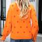 Polka Dot Round Neck Dropped Shoulder Sweater