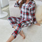 Plaid Button Front Top and Pants Lounge Set