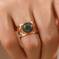 18k Gold Plated Malachite Leaf Ring