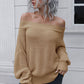 Off-Shoulder Ribbed Long Sleeve Pullover Sweater