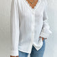 Lace Trim V-Neck Long Sleeve Shirt