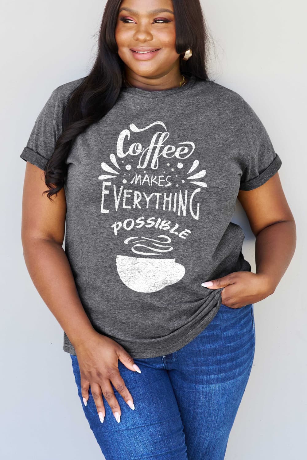 COFFEE MAKES EVERYTHING POSSIBLE Graphic Cotton Tee