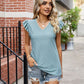 Eyelet Flutter Sleeve Scalloped V-Neck Top