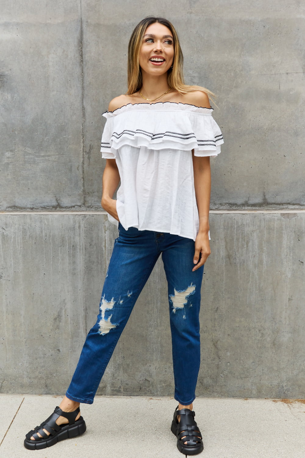 Off The Shoulder Ruffle Blouse