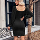 Asymmetrical Surplice Puff Sleeve Mini Dress