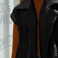 Fuzzy Collared Neck Button Up Vest Coat