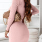 V-Neck Long Sleeve Ribbed Dress