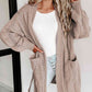 Cable-Knit Dropped Shoulder Slit Cardigan