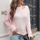 Ribbed Cold Shoulder Round Neck Pullover Sweater