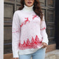 Reindeer & Snow Pattern Turtle Neck Pullover Sweater