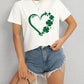 Heart Lucky Clover Round Neck Short Sleeve T-Shirt