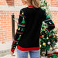 Christmas Print Sequin Round Neck Sweater