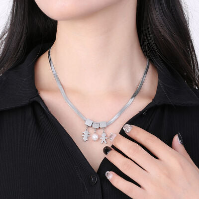 Synthetic Pearl Stainless Steel Necklace