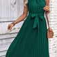 Tie Belt Pleated Midi Dress