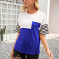 Striped Color Block Round Neck Tee