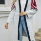 Geometric Fringe Hem Open Front Duster Cardigan