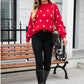 Polka Dot Round Neck Dropped Shoulder Sweater