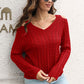 Cold Shoulder V-Neck Cable-Knit Pullover Sweater