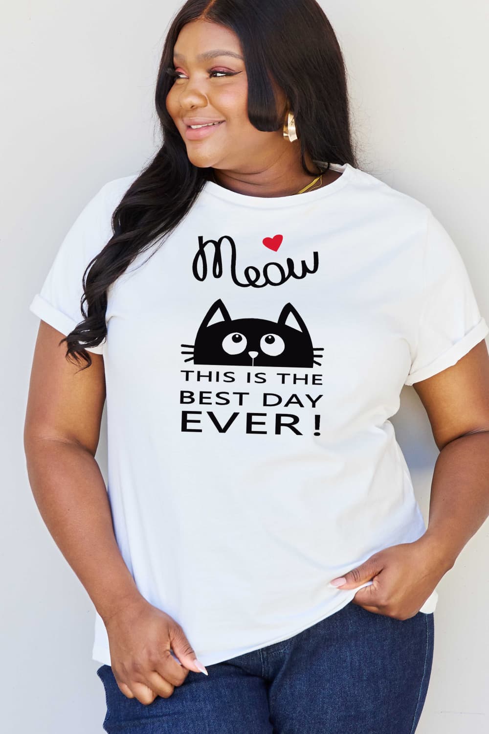 MEOW THIS IS THE BEST DAY EVER! Graphic Cotton T-Shirt