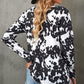 Cow Print Round Neck Long Sleeve Top