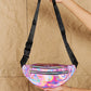 Holographic Double Zipper Fanny Pack in Hot Pink