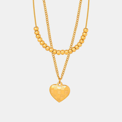 Heart Pendant Double-Layered Necklace