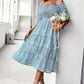 Ditsy Floral Off-Shoulder Smocked Midi Dress