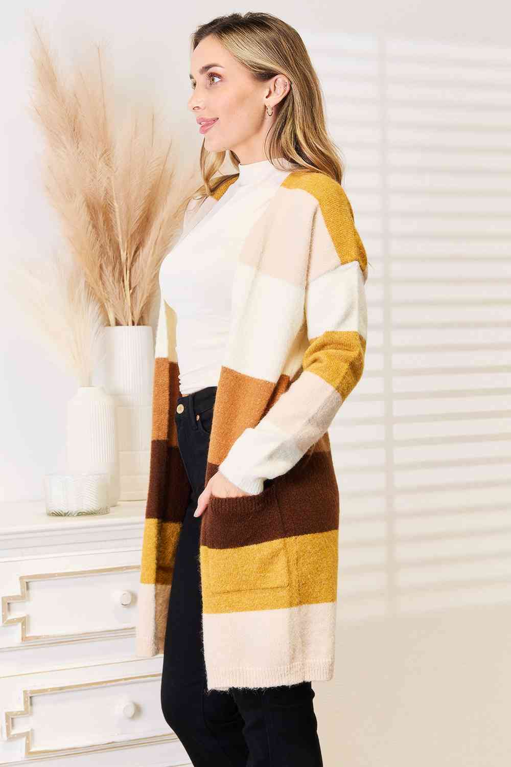 Color Block Dropped Shoulder Cardigan