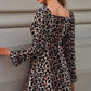 Leopard Flounce Sleeve Mini Dress