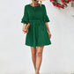 Round Neck Tie Belt Flounce Sleeve Dress