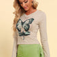 Butterfly Graphic Long Sleeve Cropped Top