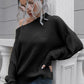 Off-Shoulder Ribbed Long Sleeve Pullover Sweater