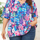 Floral Center Seam V-Neck Blouse