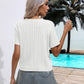 Cable-Knit Round Neck Short Sleeve Knit Top