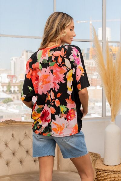 Sew In Love Floral Round Neck Short Sleeve T-Shirt
