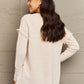 Ninexis Buttoned Dropped Shoulder Raw Hem Pullover Sweater