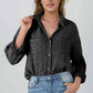 Mineral Wash Crinkle Textured Chest Pockets Shirt