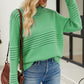 Round Neck Openwork Long Sleeve Pullover Sweater