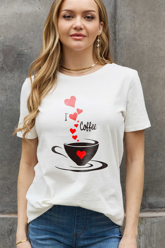 I LOVE COFFEE Graphic Cotton Tee
