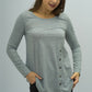 Buttoned Long Sleeve Round Neck Tee