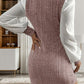 Ribbed Contrast Long Sleeve Sweater Dress