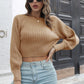 Cropped Round Neck Raglan Sleeve Ribbed Pullover Sweater