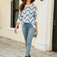 Wave Stripe Ribbed Trim Tunic Sweater