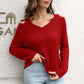 Cold Shoulder V-Neck Cable-Knit Pullover Sweater