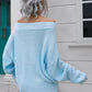 Off-Shoulder Ribbed Long Sleeve Pullover Sweater