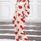 Fuzzy Heart Zip Up Hooded Lounge Jumpsuit