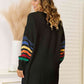 Striped Open Front Dropped Shoulder Cardigan