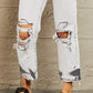 Acid Wash Accent Cropped Mom Jeans