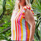 Plus Size Striped Round Neck Ruffled Tank